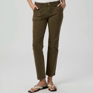 Women’s Paige Mayslie straight ankle pant, Olive green meadow, Sz 27